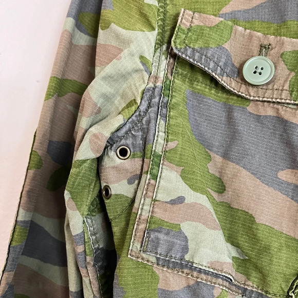 J Crew Olive Green Camouflage Field Military Jacket Women’s, Utility Pockets, S - Picture 6 of 11